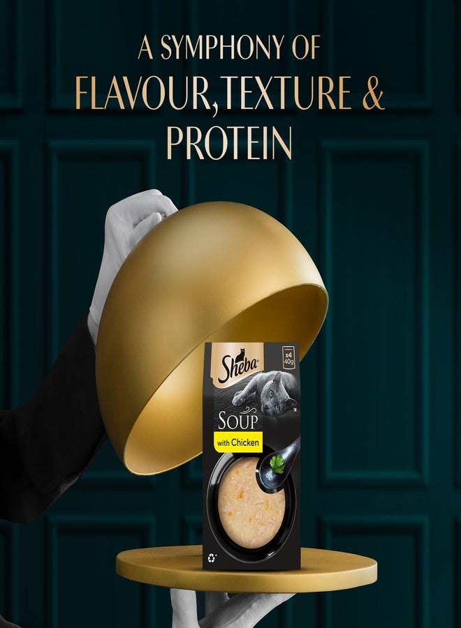 Sheba Soup with Chicken Adult Wet Cat Food, 160g (4 x 40g), Finely Sliced Pieces of Chicken in Smooth, Silky and Velvety Broth - Image 4